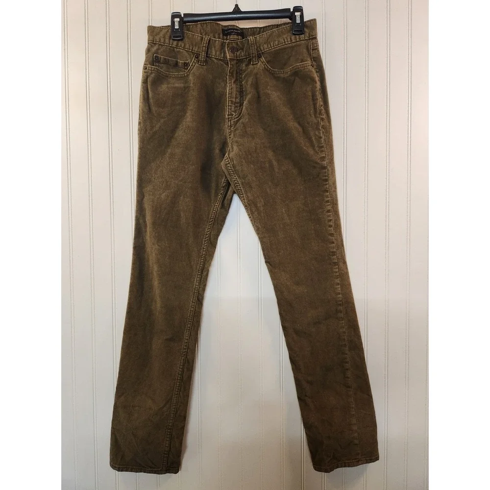 Banana Republic Mens Slim Fit‎ Corduroy Pants Olive Brown 30x32 Stretch Cotton